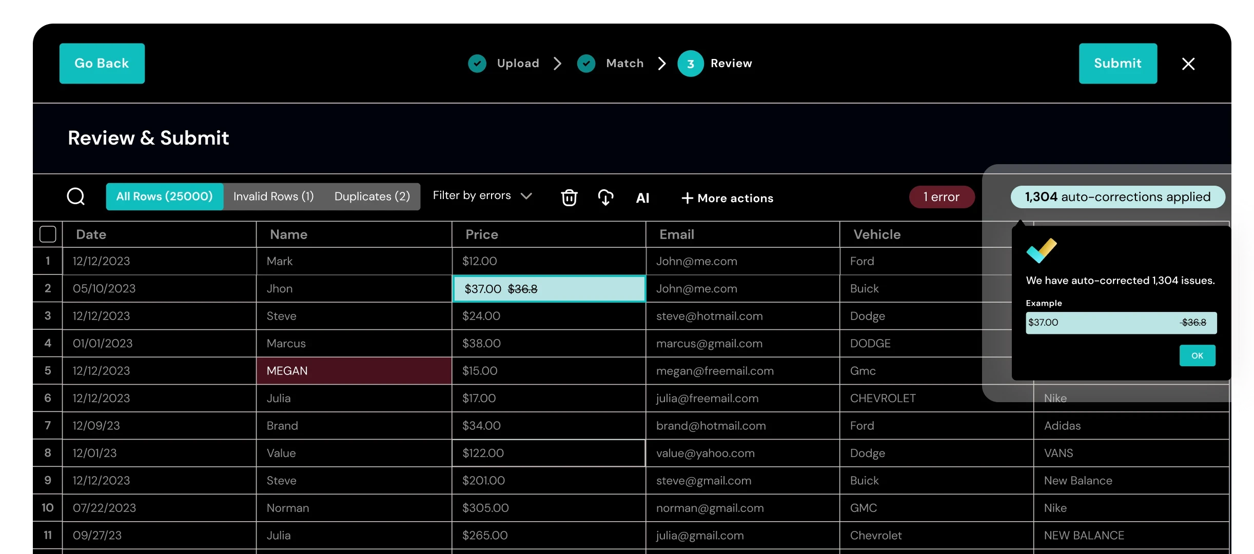 CSV importer