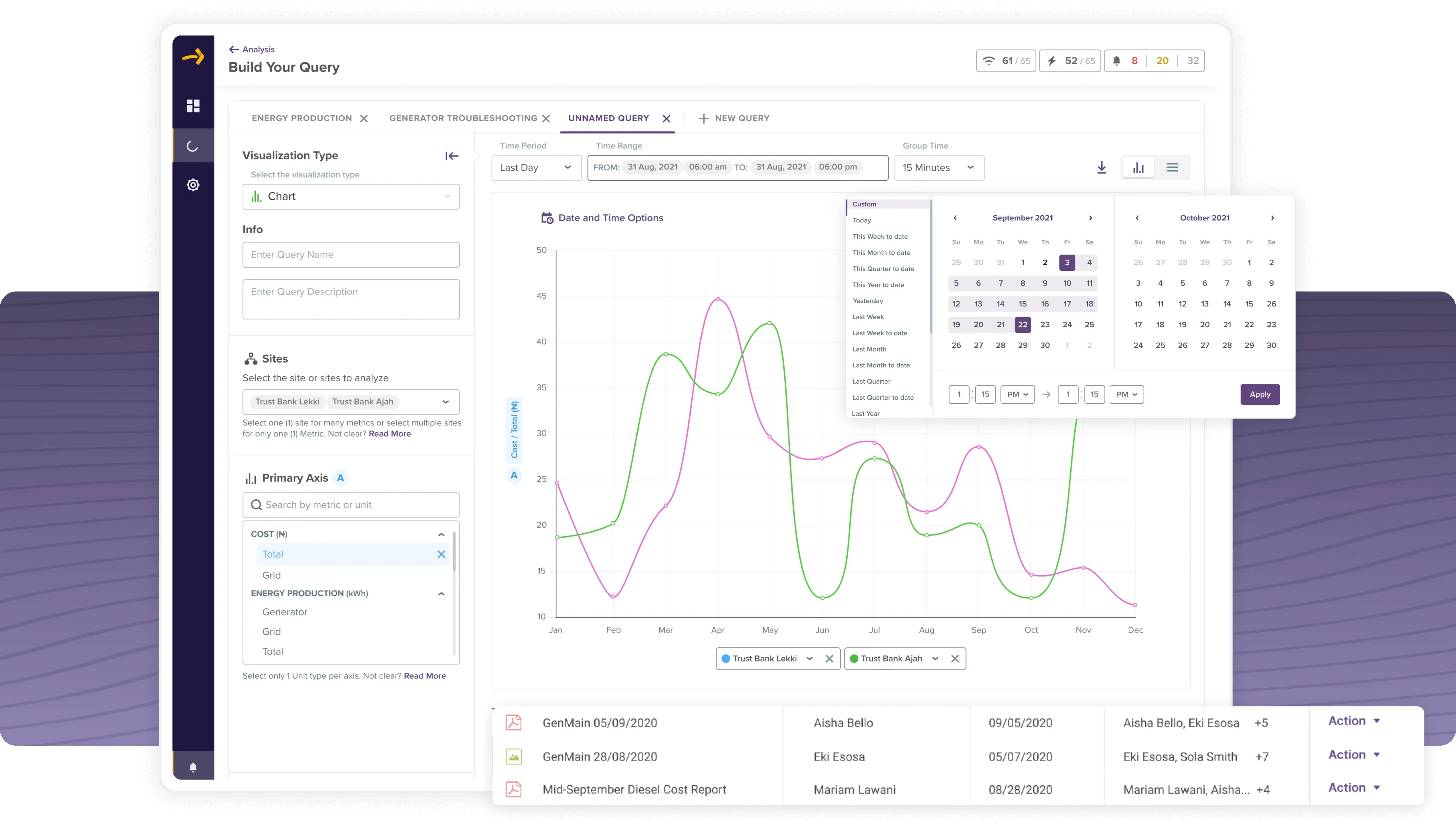 Build your query Calendar